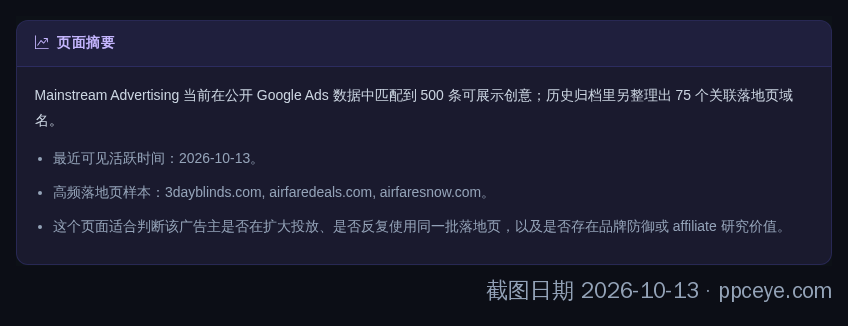 Mainstream Advertising 的页面摘要